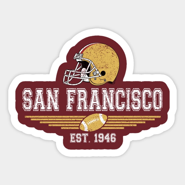 San Francisco Vintage Football Est 1946 For Helmet Game Day Sticker by cytoplastmaximume